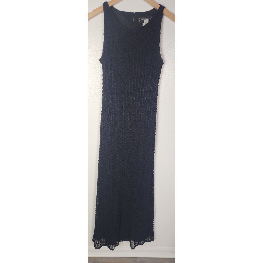 Vtg. Hampton Nites Women's Sz. 8 Black Knit Sleeveless Maxi Dress